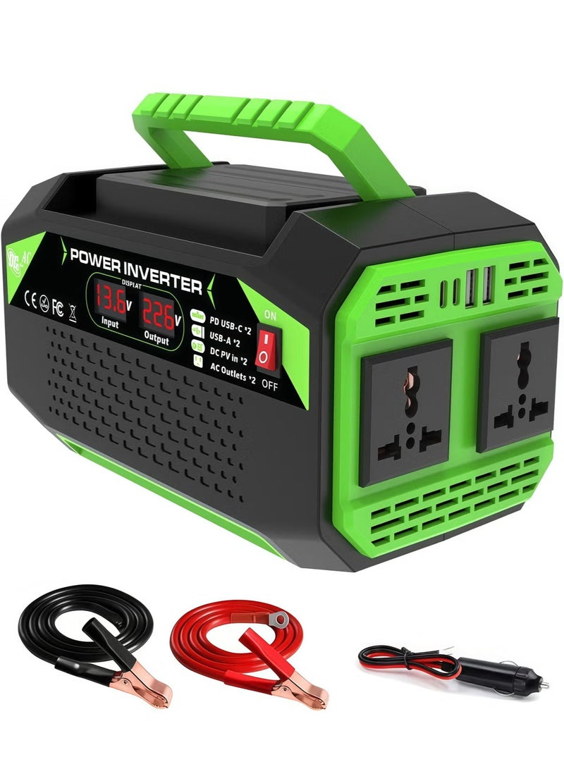 300W Car Power Inverter 12V DC to 220V–230V AC, Dual AC Outlets, 2 USB & 2 Type-C Ports, Portable Converter for Small Appliances - Image 1